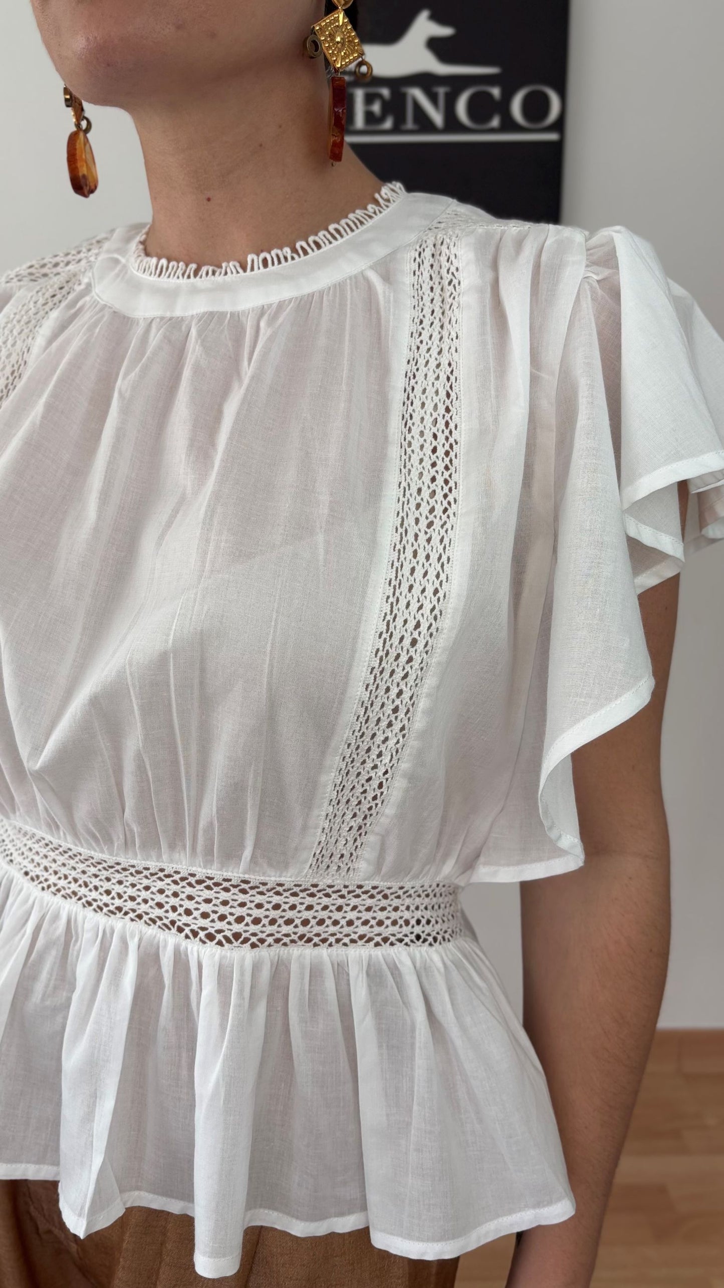 Striped and Floral Lace Shirt