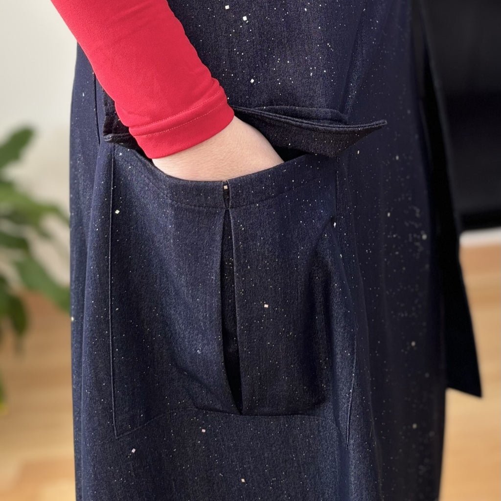 Falda asimétrica azul noche con strass - PODENCO