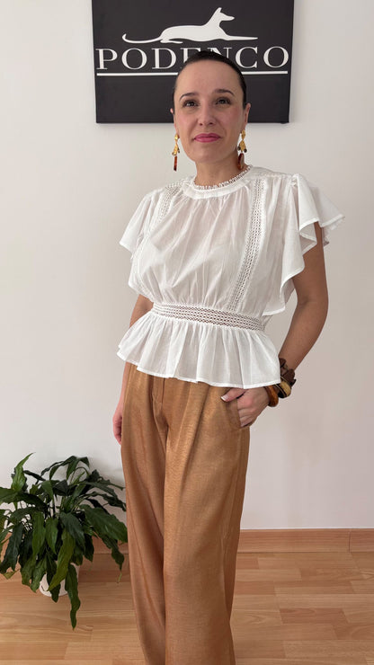 Striped and Floral Lace Shirt