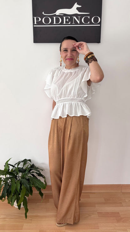 Striped and Floral Lace Shirt